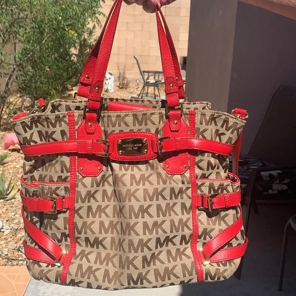 Michael Kors Red and Brown Women's Bag - Picture 9 of 14